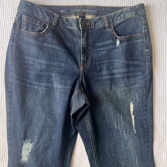 Lane Bryant Women's Low Rise Bootcut Dark wash Distressed Jeans sz 18 - Picture 7 of 13